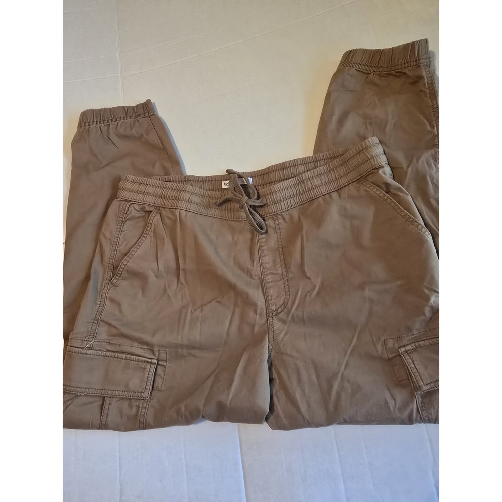 NWT  Sonoma Tan Khaki Everyday Cargo Jogger Chino Pants Mens Large Stretch Waist